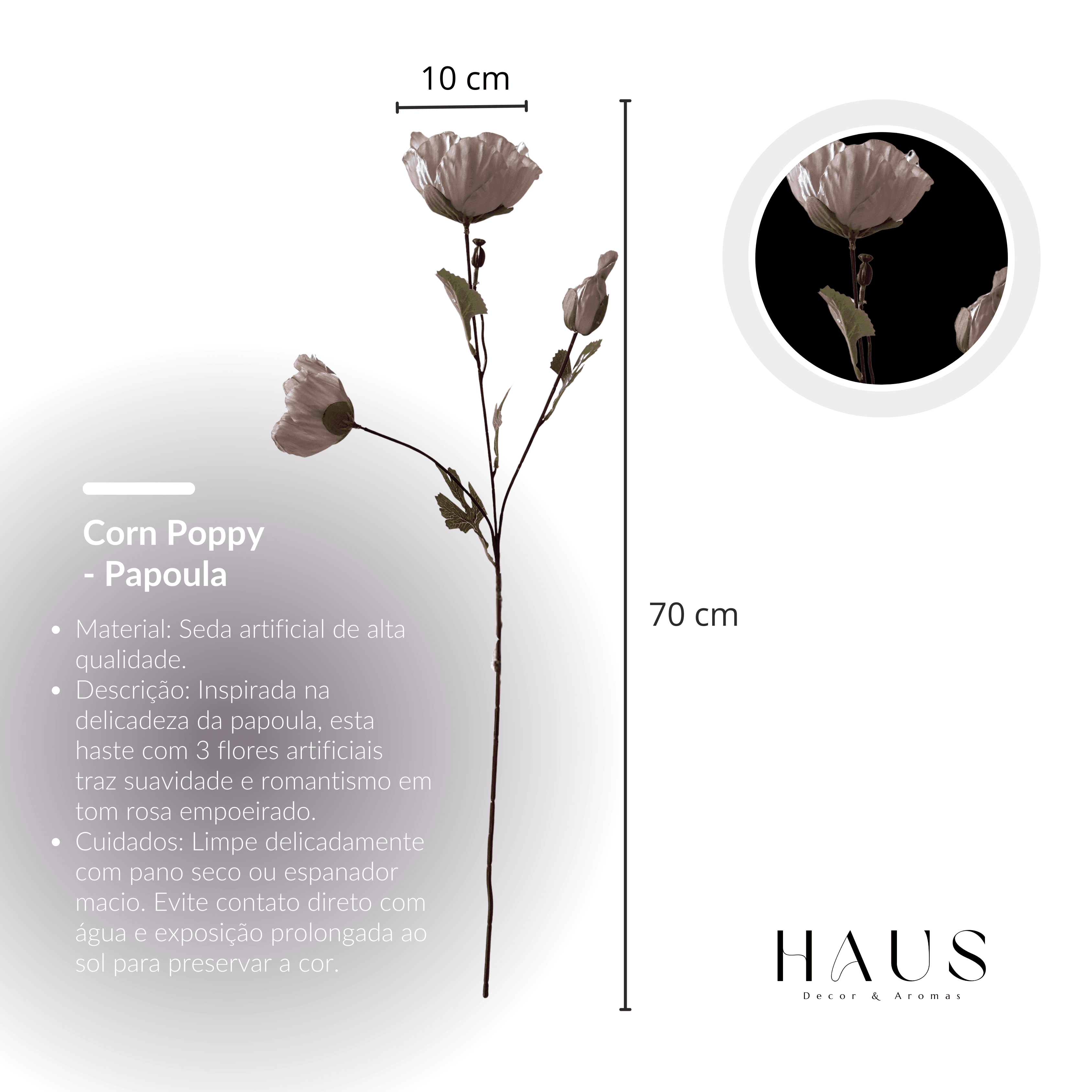 Papoula Rosa Empoeirado miniatura 3